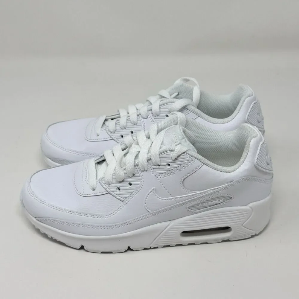 Nike Air Max 90 LTR GS Shoes CD6864-100 Kids Youth Size 4.5 Y White Silver